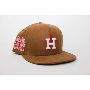Houston Astros "Chocolate Suede" Double Trophy Fitted Hat Size 7 3/4